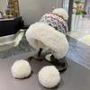 Fashion Thick Knitted Plush Hat Warm Ball Ear Protection Hat Windproof Ethnic Style Pullover Beanie Hat Girls