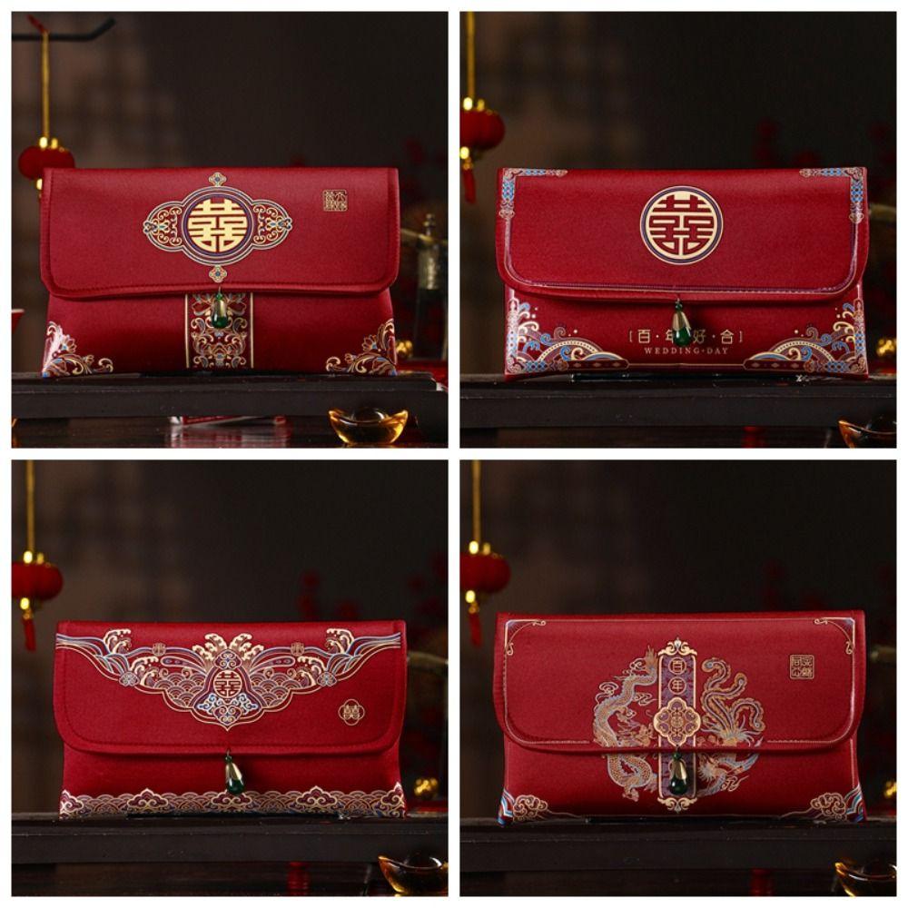 Best Wishes 2024 Money Pocket Multiple Patterns Brocade Red Envelope  Party Gifts