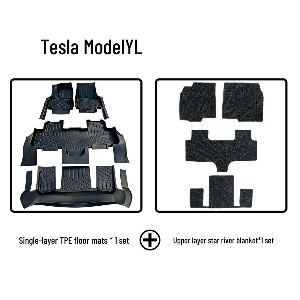 Eco-Friendly TPE Floor Mats with Door Sill Protection for Tesla Model YL - Odorless