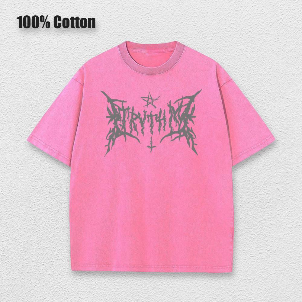 Y2k Hip Hop Vintage 90s Short-Sleeved Oversized T-Shirt Summer Goth Design Sense Loose Top Tide Streetwear Washed Denim T-Shirt