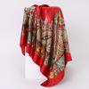 Bohemian Women Muslim Hijab Bandana 90*90cm Print Silk Headkerchief Satin Square Scarf  Office
