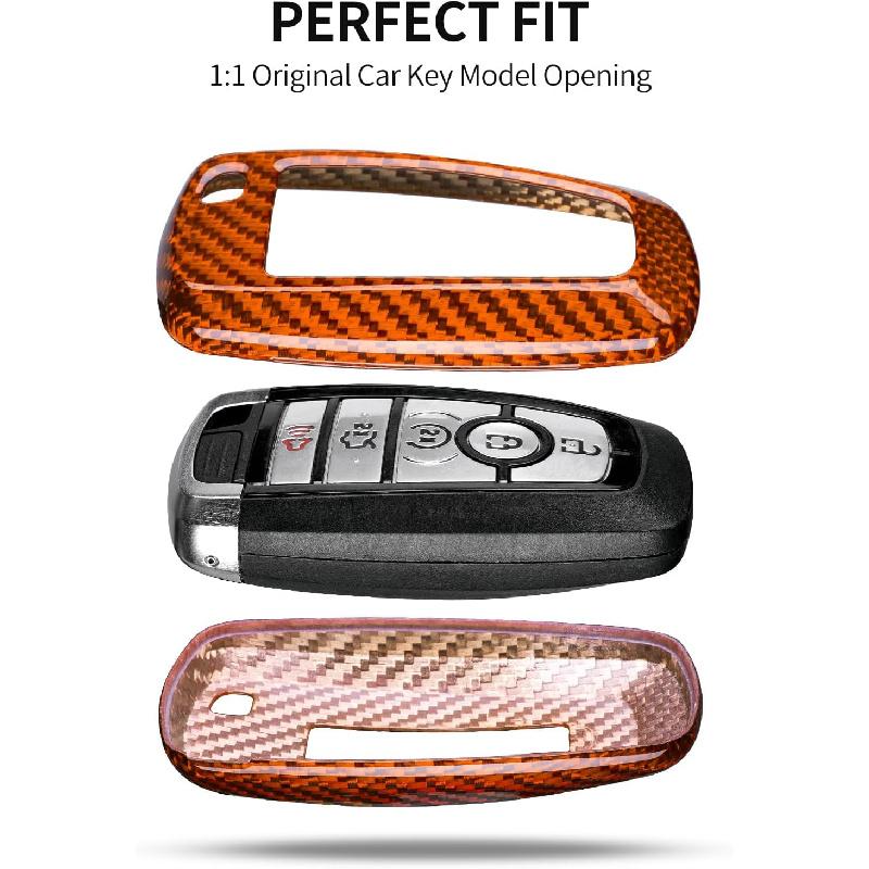 T-Carbon Fits Ford F150 Raptor Key Fob Cover With Keychain;Key Fob Case Compatible With Ford Bronco Raptor 2025;Glass Fiber Key Shell Protector Fits