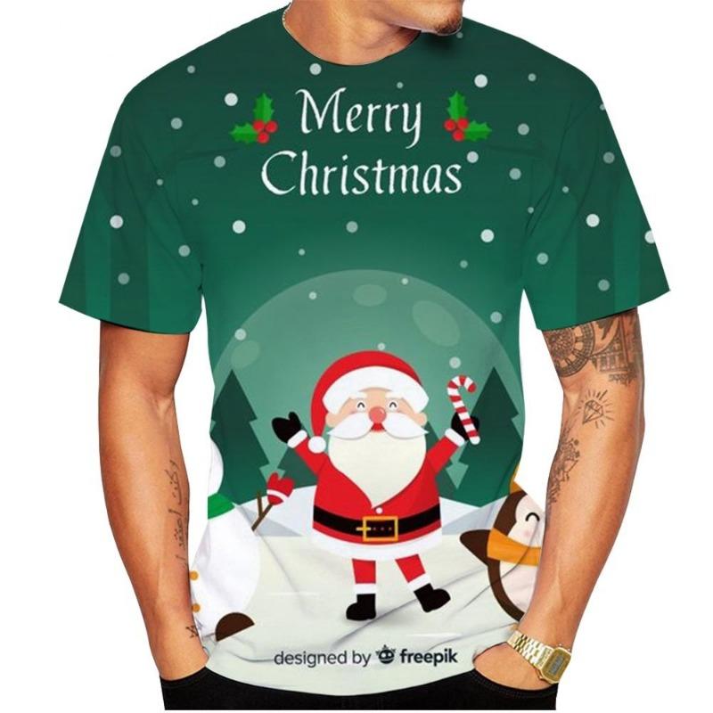 Christmas Men's T-Shirt 3D Print Casual Cartoon Short Sleeve Tee Shirts Fashion Tops Crew Neck Pullover Male Oversized Clothing