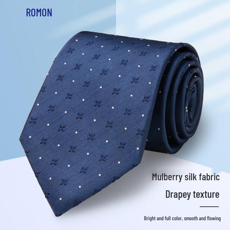 Romon Men s Business Blue Floral Silk Tie 8cm