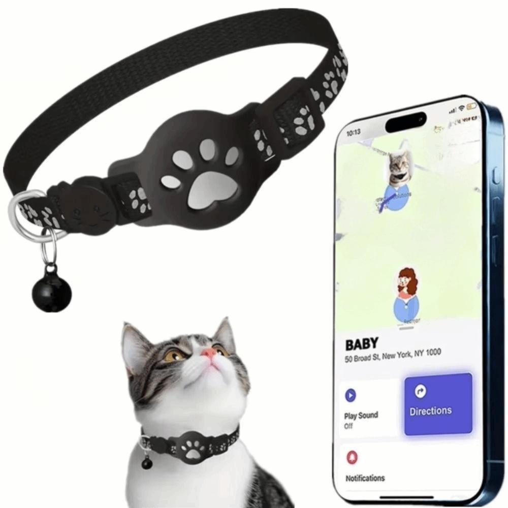 Safety Buckle Cat Collar Adjustable Reflective Strips Pet Tracking Collar Anti-Lost Waterproof For Airtag Collar For Air tag