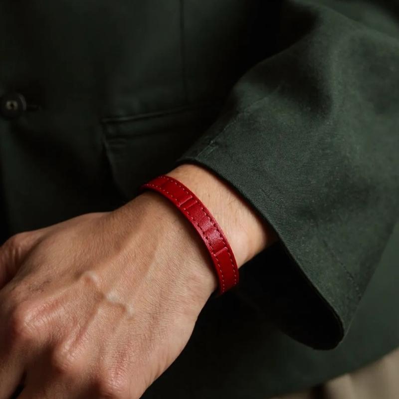 Schmuckarmband aus Edelstahl mit echtem Lederband Magnetverschluss für empfindliche Haut