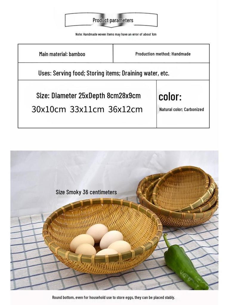 Cesto rotondo in bambù fatto a mano: Versatile per setacciare il riso, cuocere a vapore, conservare e lavare le verdure.