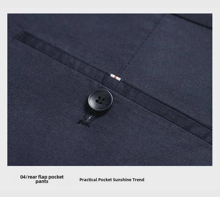 Pánské elastické kalhoty Business Casual Zkrácené - Léto 2024, Volný střih, Plus Size, Rovný střih.