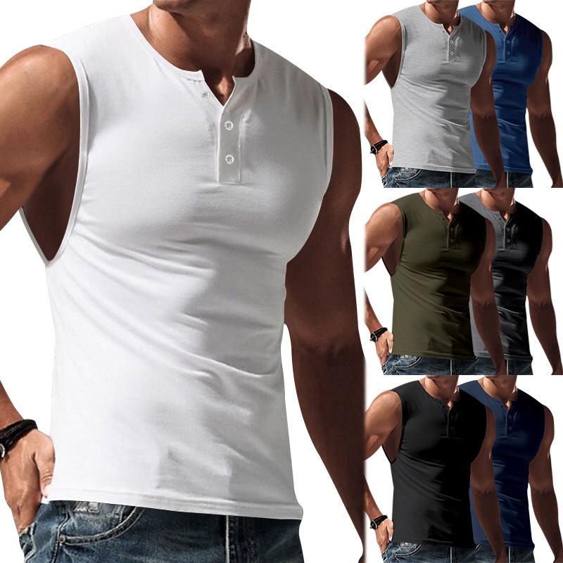 Temu Summer 2025 Men's V-Neck Sleeveless Fitness Vest