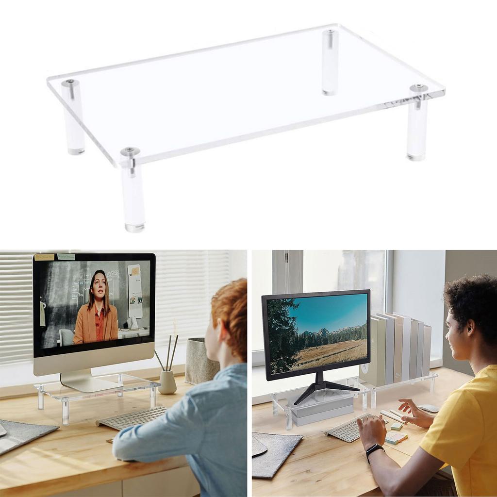 Acrylic Monitor Stand Risers Table Space Saving Printer Organizer Computer Storage Lifting Rack for Home and Office