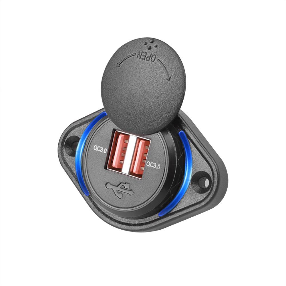 Quick Charge QC 3.0 Dual USB Ladegerät mit Schiebekappe 36W Wasserdicht 12V/24V Schnelllade-USB-Ladegerät für Auto Boot Bus Wohnmobil Zuhause