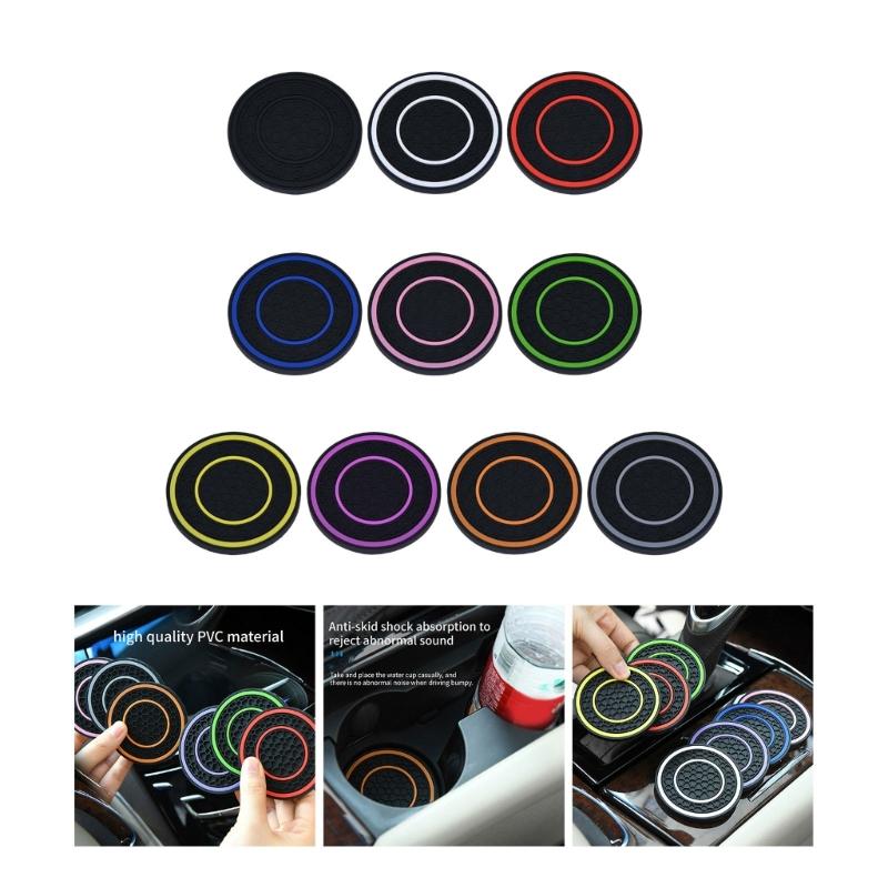 Car Water Cup Holder Pad Honeycomb Texture Embeded Non Slip Mat Universal Automotive Bottle Holder Insert Mat 2.75in