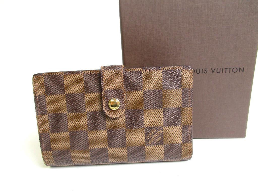 Authentic LOUIS VUITTON Damier Brown Leather Bifold Wallet Viennois #a460 Seller refurbished