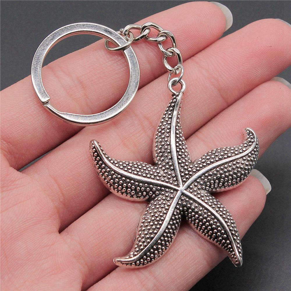 Starfish Shell Turtle Beach Ocean Keychain for Boys Trendy Boho Fathers Day Gift Classic Wallet Accessory