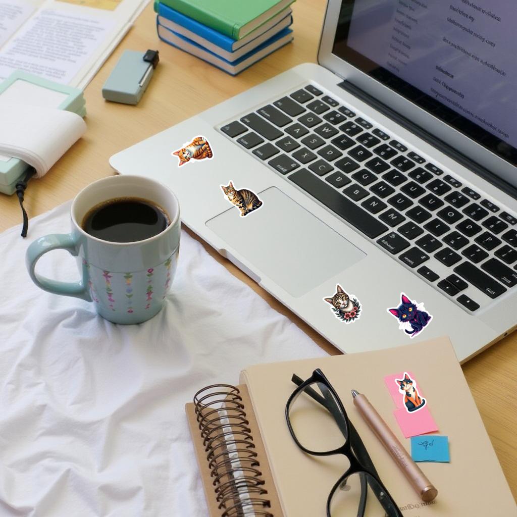 35-70pcs Lifelike Cat Stickers Cute Meow Style Graffiti Waterproof Decoration Diy Luggage Computer Phone Skateboard Sticker
