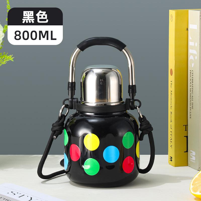 Stainless steel thermos cup portable handle outdoor water cup tea separation cup stewed tea cup 800ml