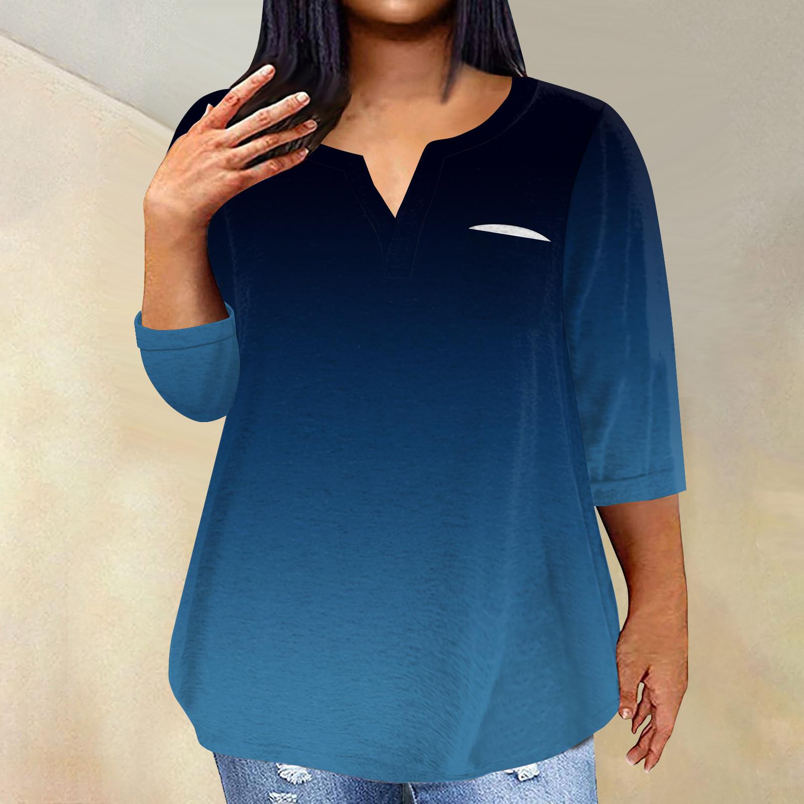 

Женский модный повседневный пуловер с рукавами три четверти и V-образным вырезом с принтом, топ с рукавами 4/3 XXL