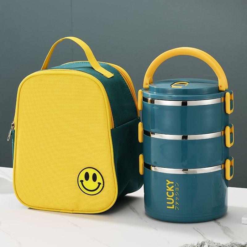 Stainless Steel Insulated Lunch Box Adults Students Multi-Layer Bento Container With Lid Utensils Japanese Style