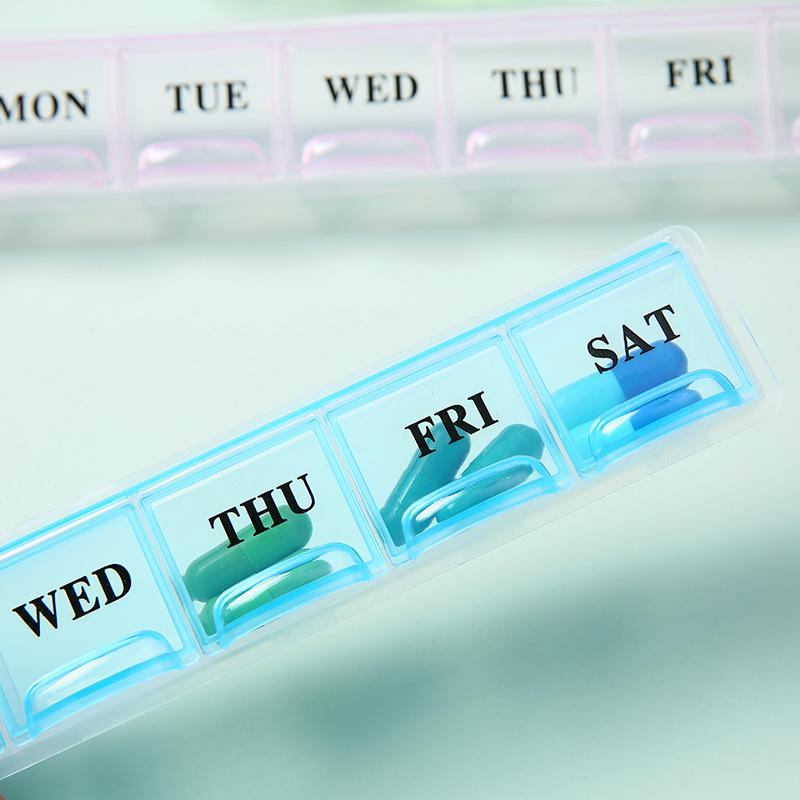 Transparent Moisture-Proof Weekly Pill Organizer with Compartments