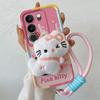 KEYSION Cute 3D Cartoon Plush Case for VIVO V29 5G with Lanyard Soft Silicone Shockproof Phone Back Cover for VIVO V29 5G