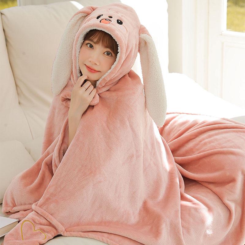 Cozy Rabbit Ear Shawl Cloak: Cute, Warm, and Thick for Autumn & Winter