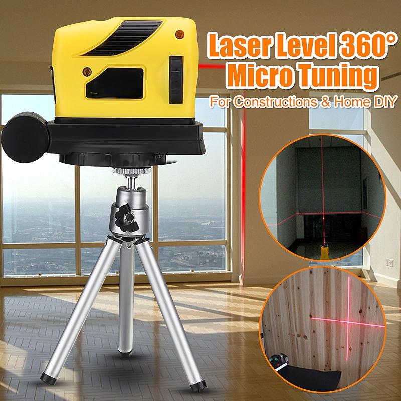 Nível de laser infravermelho de 360 ​​graus + tripé e base micro ajuste autonivelante horizontal vertical linha cruzada mini laser