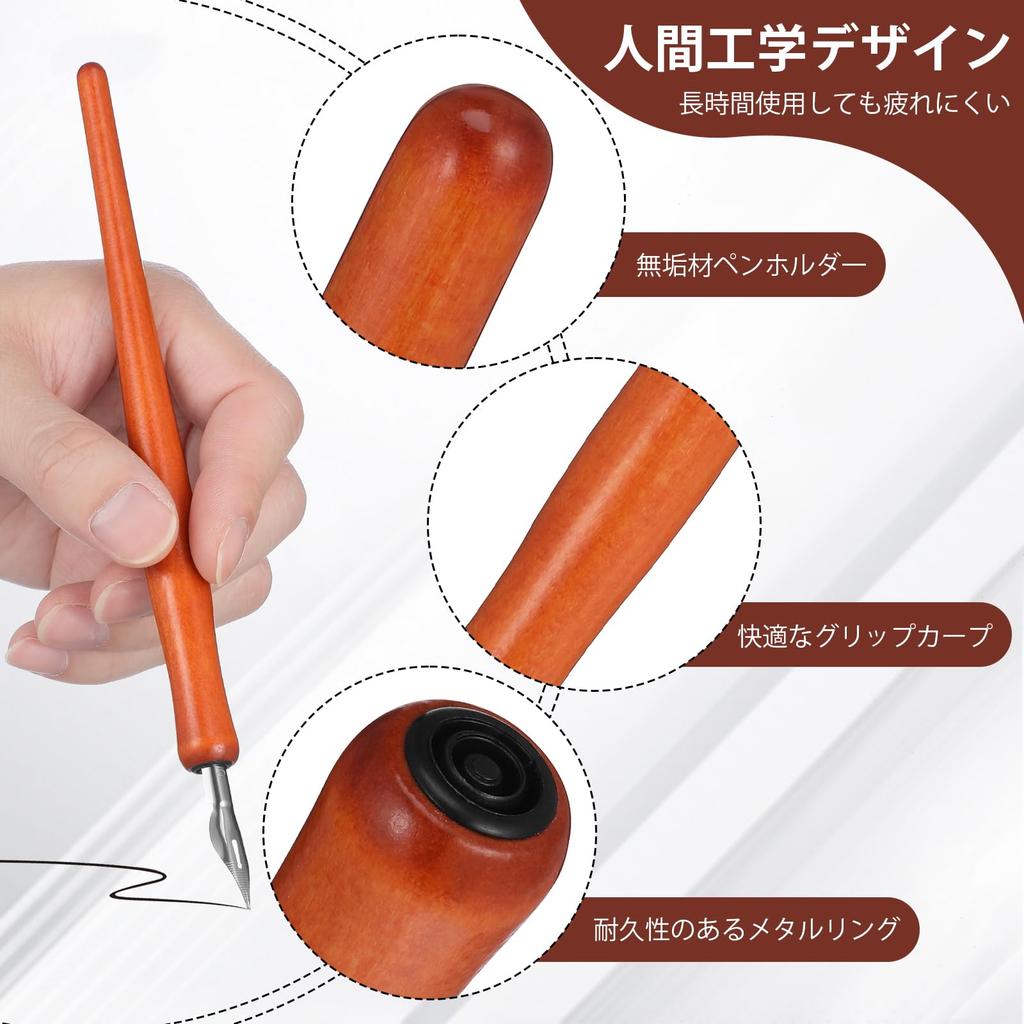 1 Set of Lightweight Solid Wood Fountain Pen Nibs for Calligraphy and More (WD366-0.5mm) Painting, Practice,