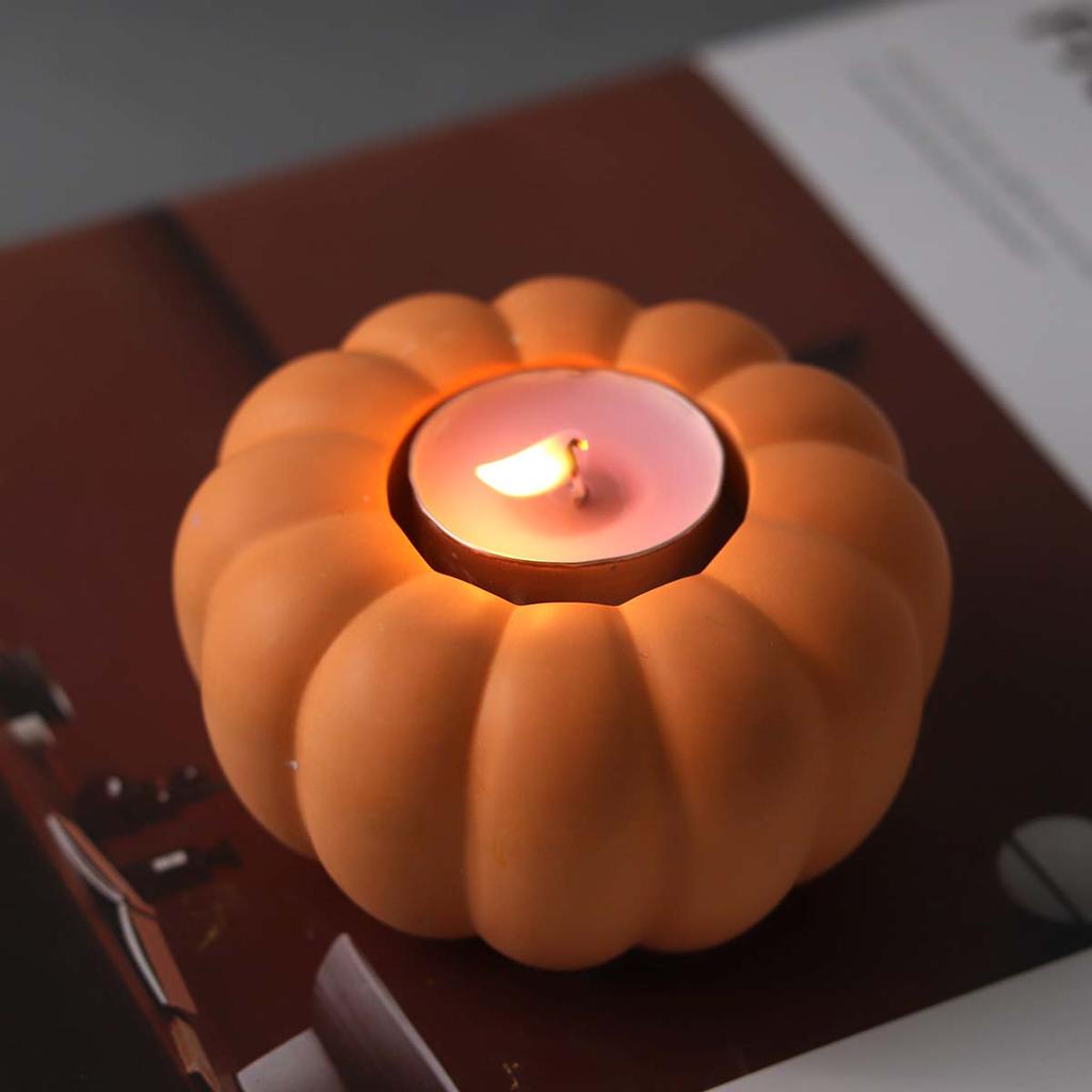 3D Pumpkin Candle Holder Silicone Mold DIY Halloween Ornament Craft Making Plaster Resin Candlestick Casting Molds Home Decor