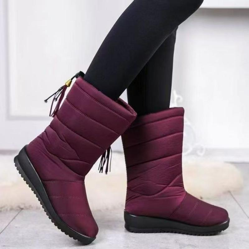 Women's Snow Boots Tassel Cotton Shoes Plush Down Warm Winter Shoes Lightweight Mid-Calf Boots Waterproof Soft Sole Women Boots