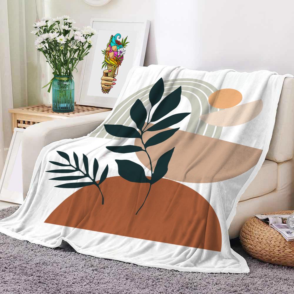 Mondrian Art Digital-printed Polyester Bedroom Velvet Flannel Soft Sofa Cover Blanket Fleece Soft Sofa Cover Blankets for Beds