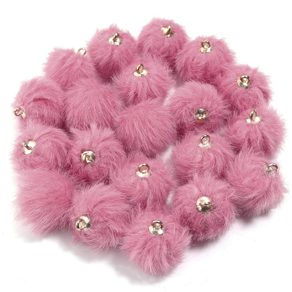 20pcs 16mm Plush Fur Covered Ball Beads Charms Cute Pompom Charms For Jewelry Making DIY Bracelets Necklace Earrings Accessories