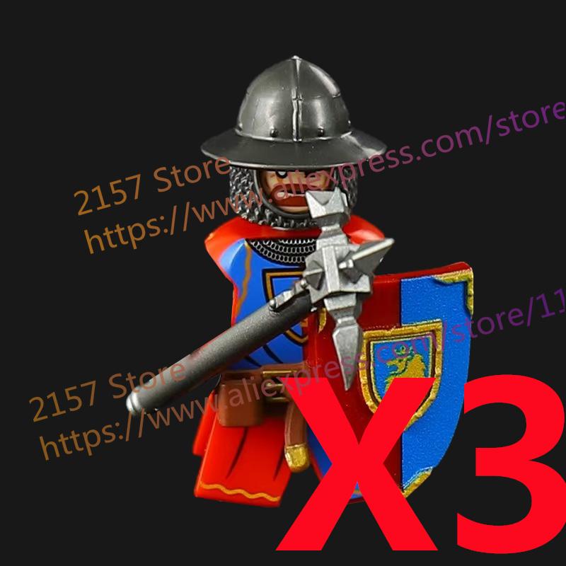 MOC Mittelalterliche Figur Baustein Burg Tempelritter Rüstung Milizsoldaten Kanoniere Schild Helm Zusammenbau Baustein Spielzeug S26