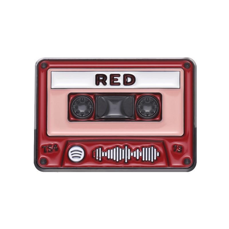 Magnetic Tape Radio Set Metal Enamel Pins Custom Myth Brooches Bag Clothes Lapel Pin Badge Animal Jewelry Gift For Kids Friends