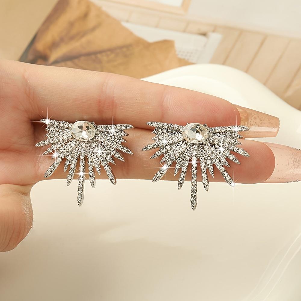 1 Pair Elegant Fashion Shiny Wings Design Stud Earrings for Women, Suitable for Party and Vacation Decoration, Jewelry Gift
