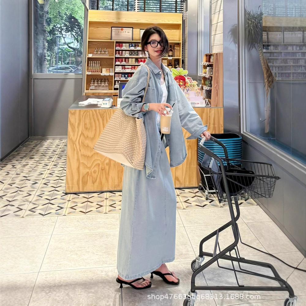 Wear a complete set of shirts in early spring, skirt women 1116 new lazy and relaxed casual skirt two-piece set
