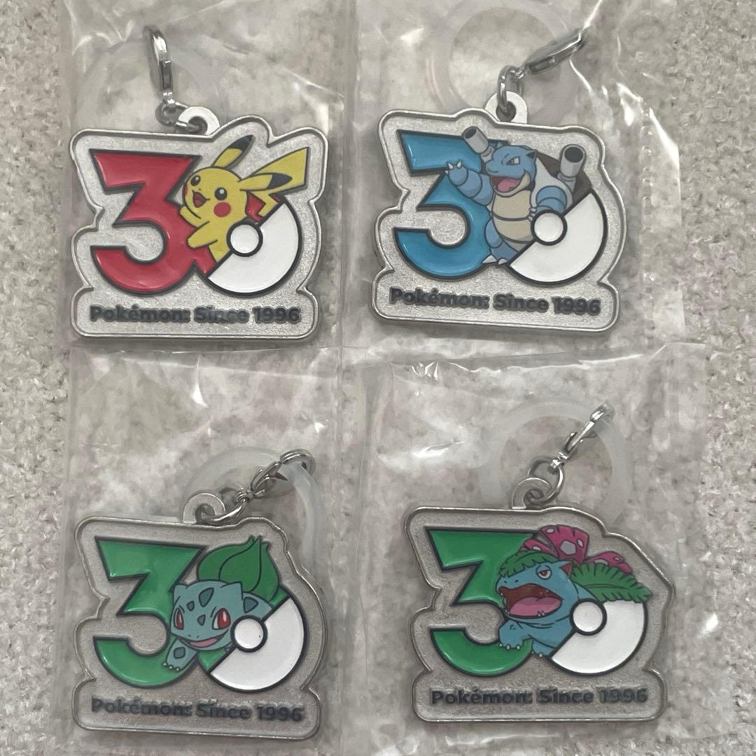 30th Anniversary Pokemon Metal Charm Mascot Set 4 Brand Unused