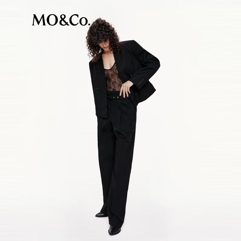 MO&Co. High-Waist 100% Wool Straight Trousers