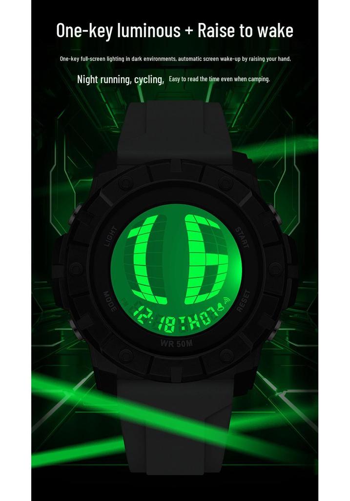 Sanda Multifunctional Waterproof Luminous Electronic Watch for Students – Unisex with Raise Hand Light Feature.