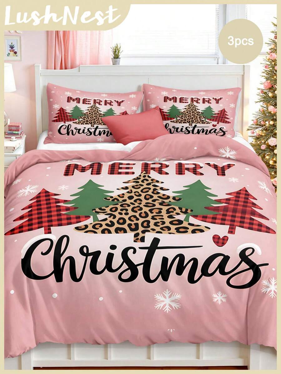 

Comforter 3Pcs Leopard Print Christmas Decoration Digital Print Duvet Set Set (1 Pc 2 Pcs Without Core) Polyester Comforter (quilt)-EU Single(135*200cm)3pcs