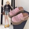 Thick-soled bag head slippers women's summer wear new muffin hole shoes retro drag one pedal sandals women