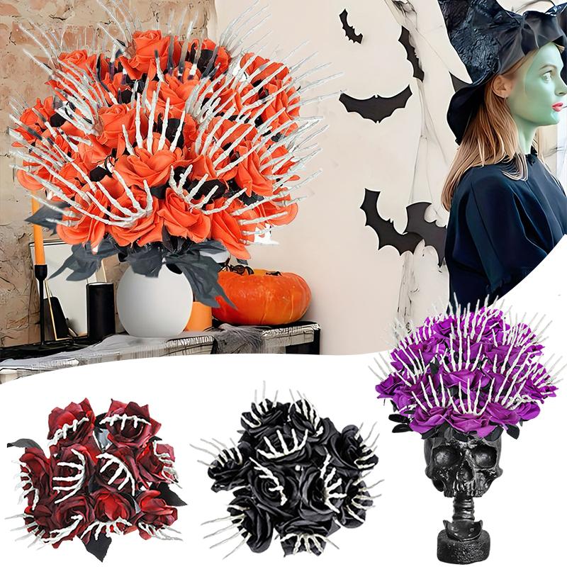 1PC Halloween Decorations Gothic Table Centerpiece Outdoor Decoration Roses with Hand Bones Halloween Multiple Options Available