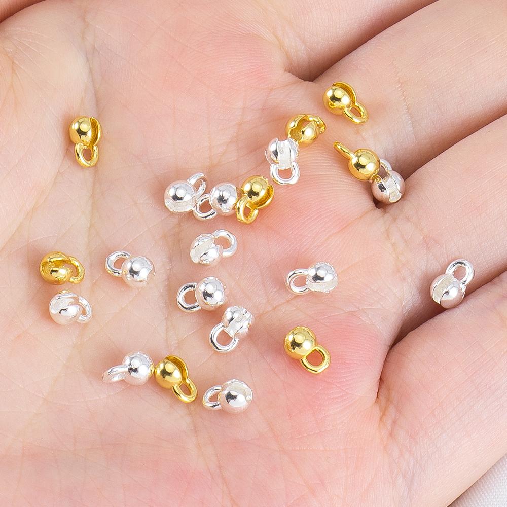 10Pcs 18K Gold Plated Brass Crimp Beads End Caps for Jewelry Making Caps for Bracelet Jewelry Making Supplies DIY Accessories