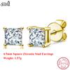 Effie Queen 925 Silber 14k Gold 4,5 mm Quadratischer Zirkonia Steckerohrringe Exquisiter Schmuck für Damen Bankett Party Lässig Geschenk APE60