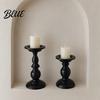 Decorative Candle Holder Vintage Holder Black Matte Pillar Holders