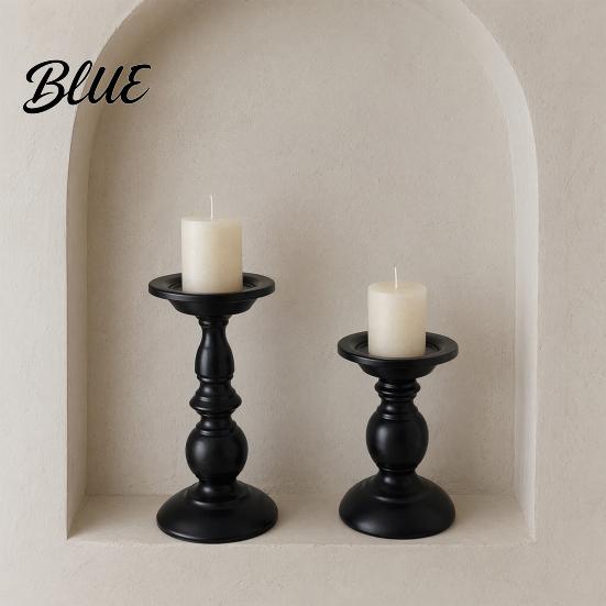 Decorative Candle Holder Vintage Holder Black Matte Pillar Holders