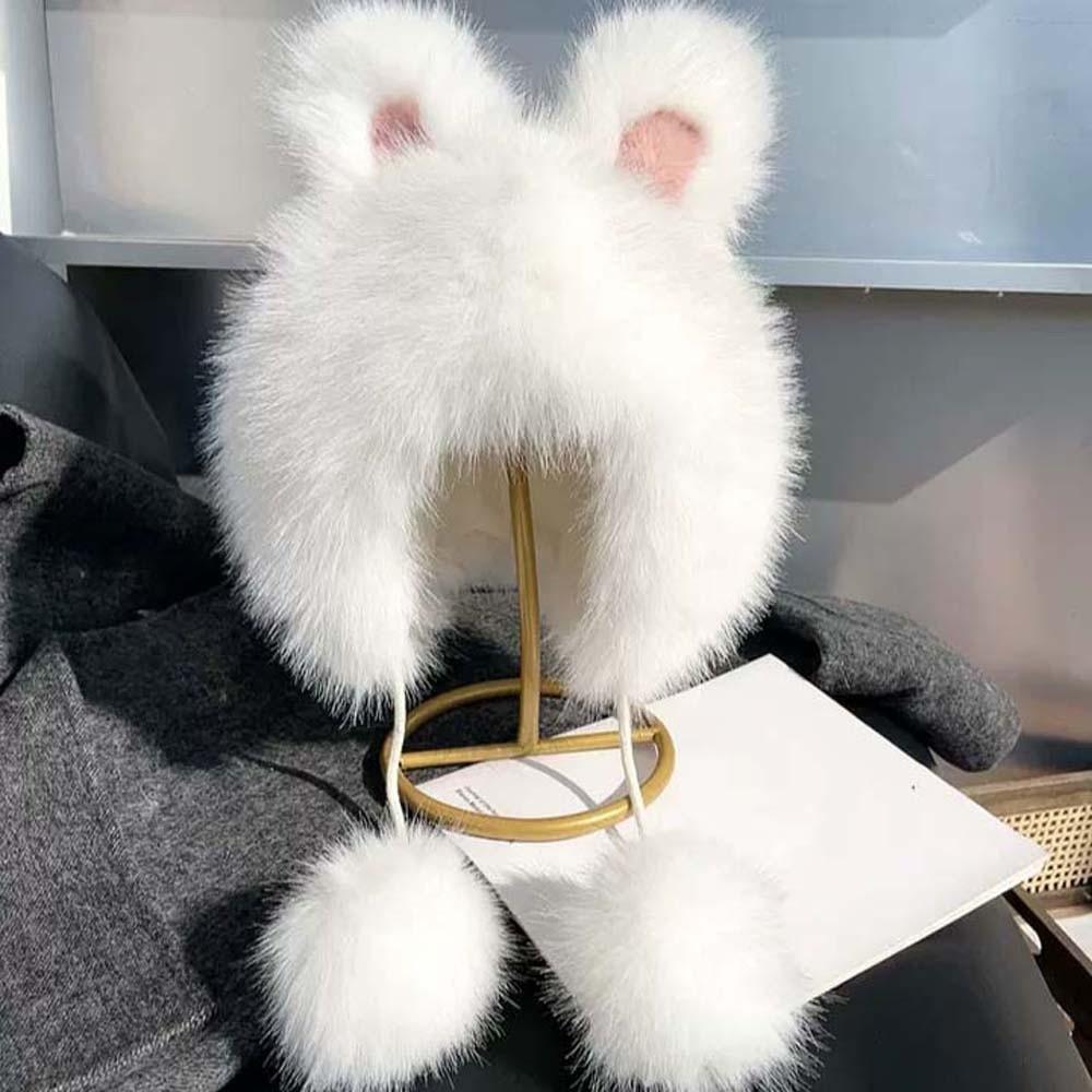 Windproof Winter Plush Hat Anti-cold Ear Protection Cap Lei Feng Cap Rabbit Ear Warmer Hat Outdoor