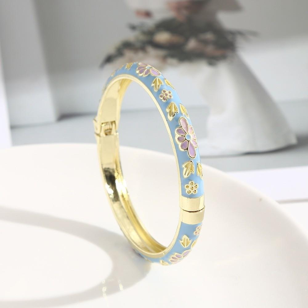 Zinc Zinc Alloy Material Enamel Bracelet Ethnic Floral Motifs Cloisonne Bracelet  Gift Giving