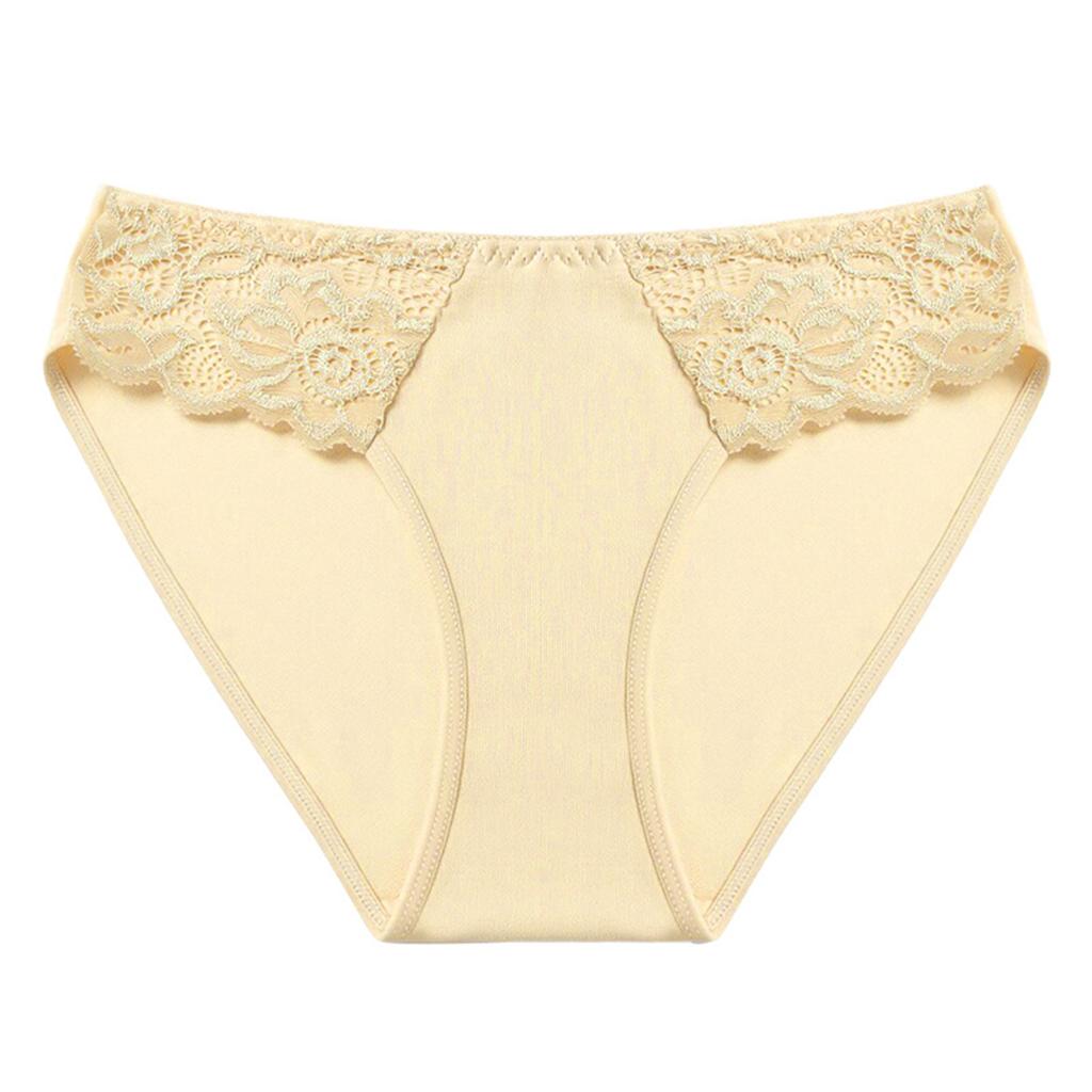 Women's Lace Trim Breathable Panties 6-Pack - Mixed Colors Everyday Underwear Set