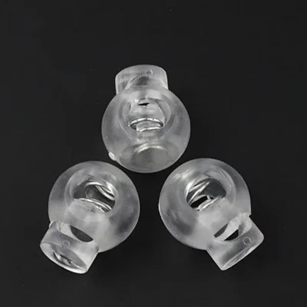 10pcs Cord Lock Round Ball Toggle Stopper Plastic Toggle Clip Widely For Bag Backpack/Clothing Clear White
