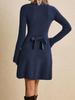 Cross-Border Europe-America Chic Wine Red Dress: Autumn/Winter High Neck Style
